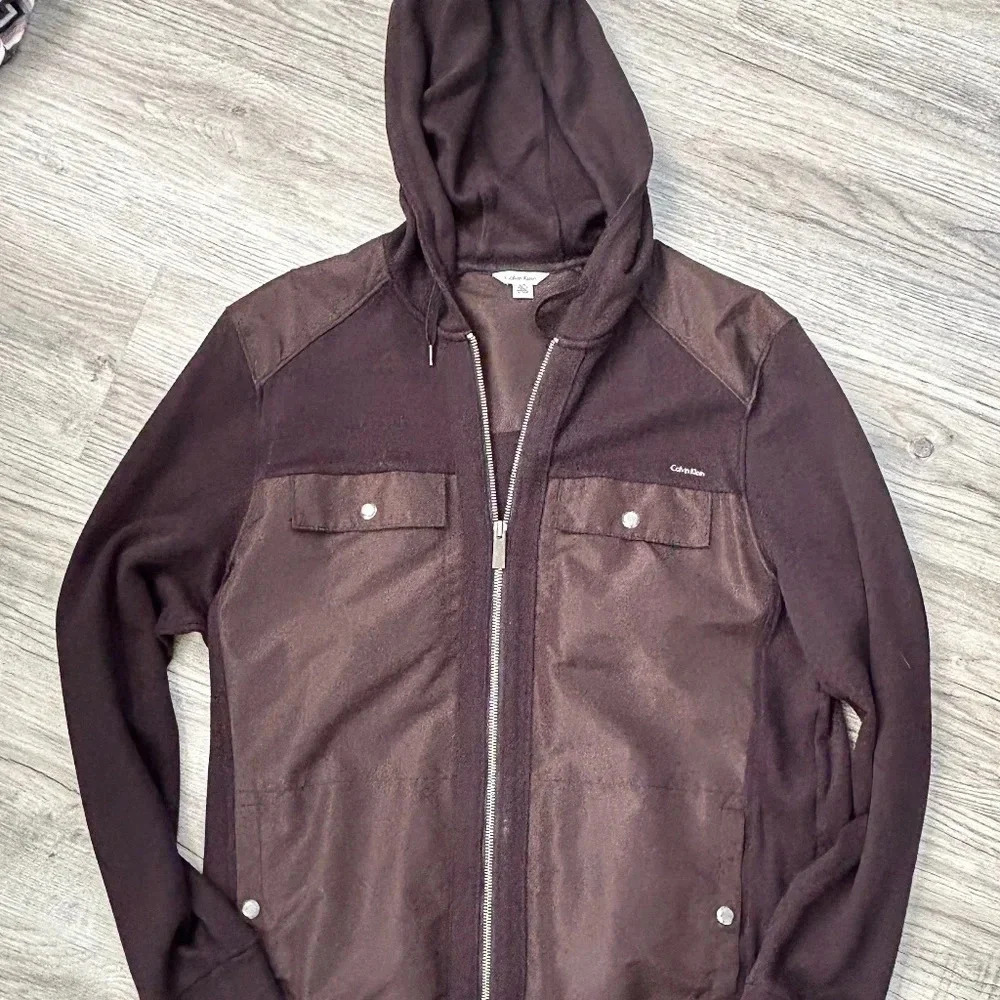 Calvin Klein Gray and‎ Black Full Zip Jacket  Sz L
